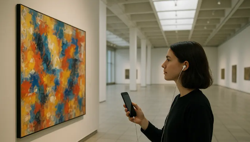 Nubart QR audio guide interface on smartphone